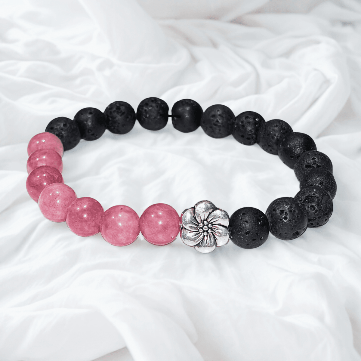 Anahata, Chakra du coeur | Pierre de Rhodonite rose | Bracelet diffuseur - Bijoux LavaLife