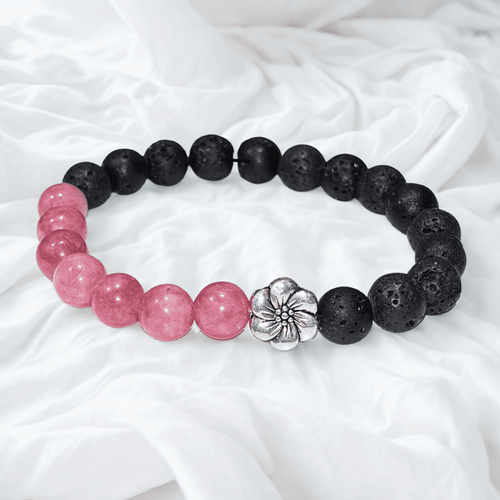 Anahata, Chakra du coeur | Pierre de Rhodonite rose | Bracelet diffuseur - Bijoux LavaLife