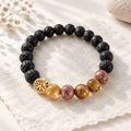 Bracelet Arbre de Vie | Perles de bois et pierres de lave | Espaceur doré - Bijoux LavaLife