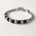 Bracelet en acier inoxydable pour homme: Perles noires mates - Bijoux LavaLife