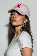 Casquette rose délavée au ruban rose - Bijoux LavaLife