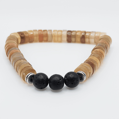 Détermination | Pierre de druzy dorée métallisée | Bracelet diffuseur - Bijoux LavaLife