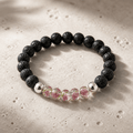 Éclat de rose | Perles de verre avec rose | Bracelet diffuseur - Bijoux LavaLife