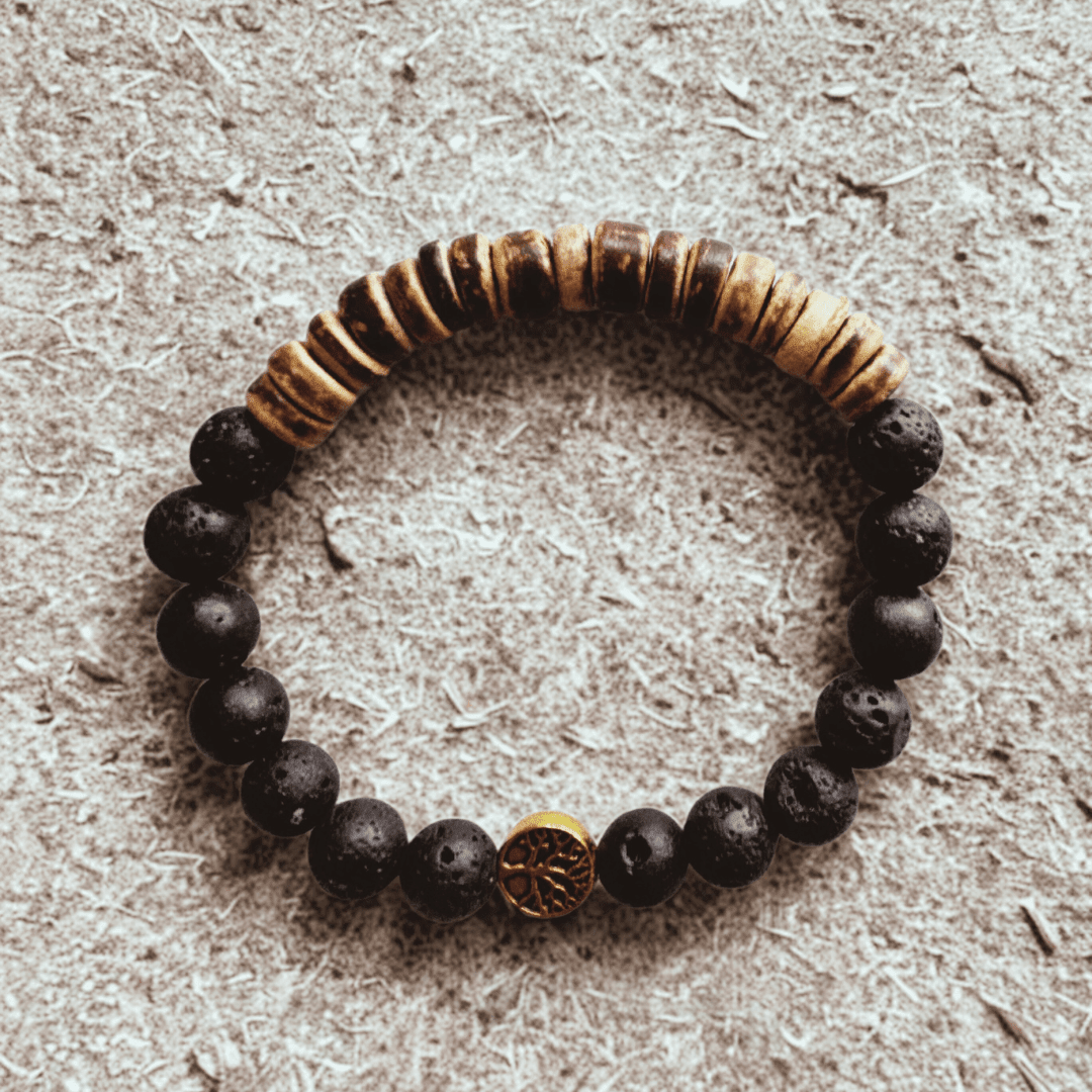 Éclat Nature Coco | Coquille de noix de coco | Bracelet diffuseur - Bijoux LavaLife
