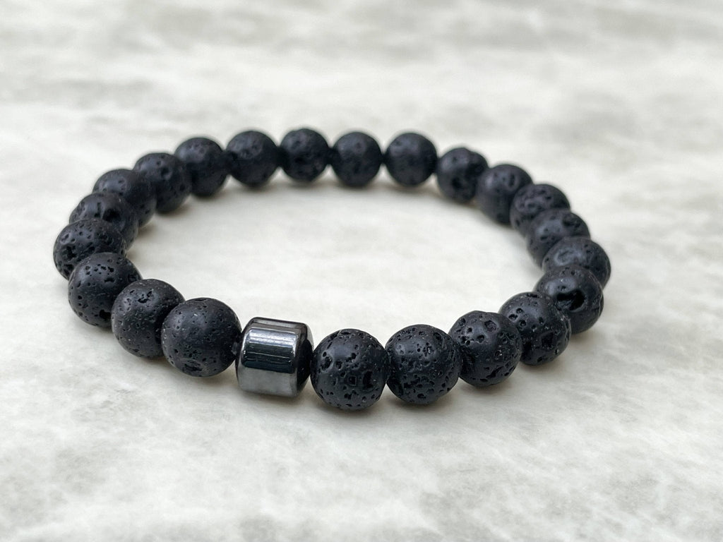 Élégance minérale | Pierre de lave noire | Bracelet diffuseur - Bijoux LavaLife