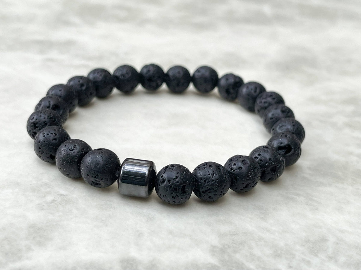 Élégance minérale | Pierre de lave noire | Bracelet diffuseur - Bijoux LavaLife