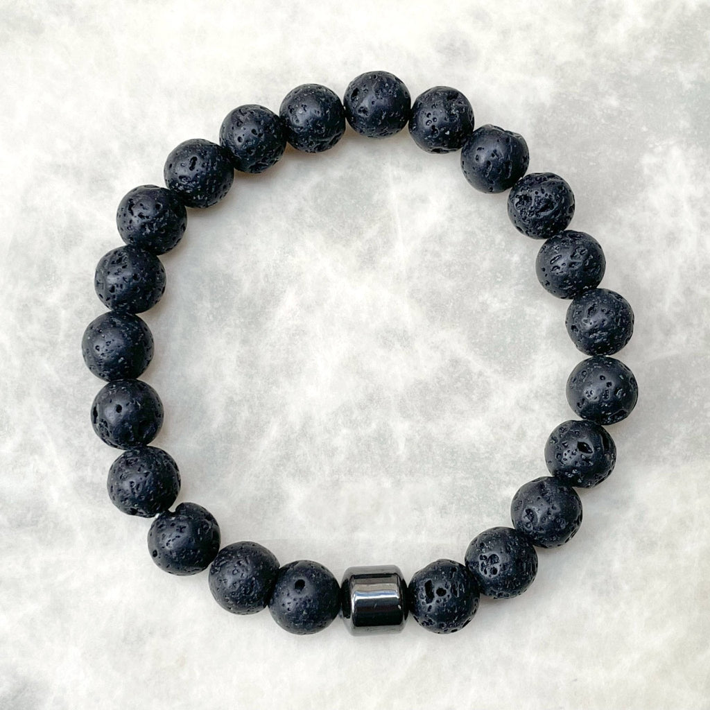 Élégance minérale | Pierre de lave noire | Bracelet diffuseur - Bijoux LavaLife