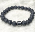 Élégance minérale | Pierre de lave noire | Bracelet diffuseur - Bijoux LavaLife