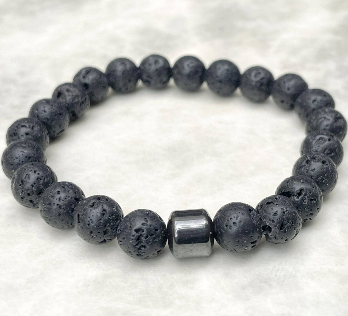 Élégance minérale | Pierre de lave noire | Bracelet diffuseur - Bijoux LavaLife