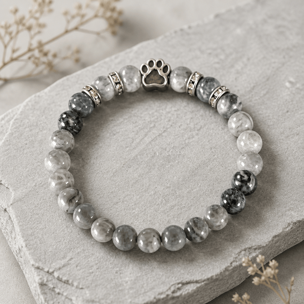 Empreinte de patte | Pierre de Jaspe Picasso | Bracelet Diffuseur - Bijoux LavaLife