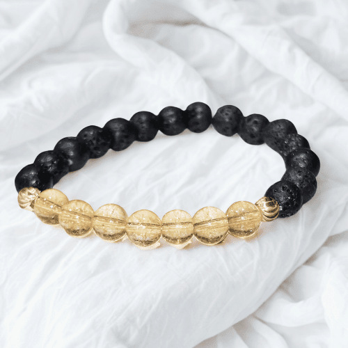 Éruption dorée | Citrine naturelle | Bracelet diffuseur - Bijoux LavaLife