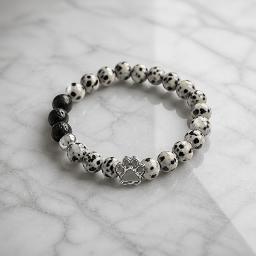 Gardien d'Âme fidèle | Pierre dalmatien | Bracelet diffuseur - Bijoux LavaLife