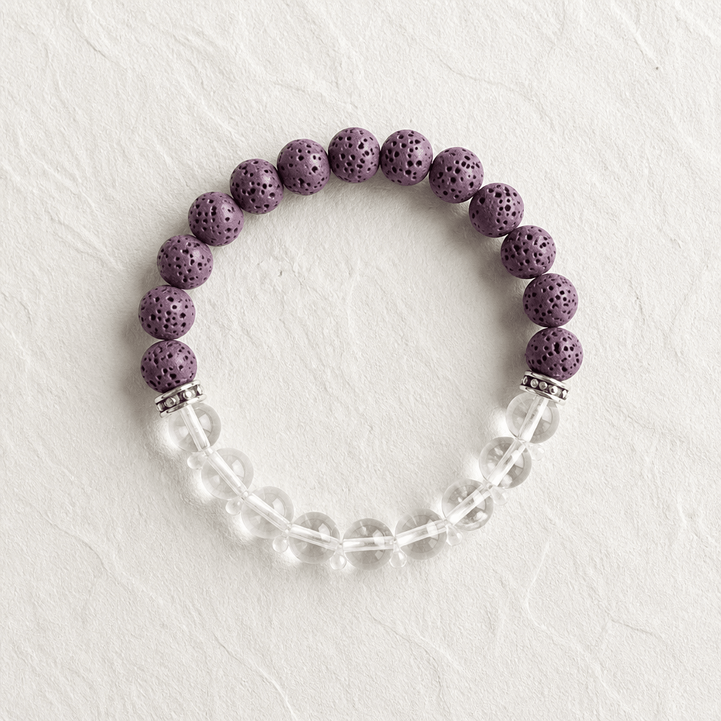 Harmonie lilas | Pierre de quartz blanc | Bracelet diffuseur - Bijoux LavaLife