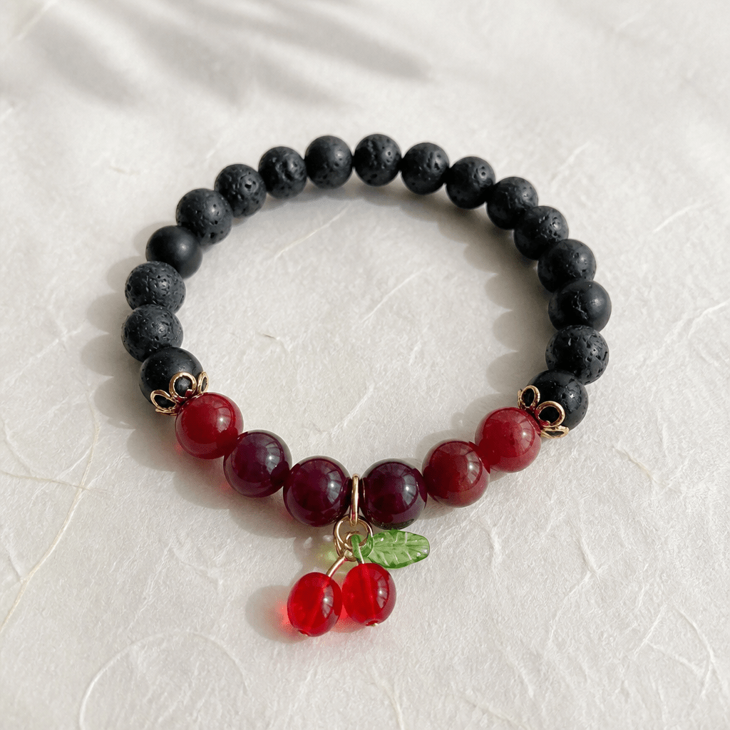 Joie retrouvée | Agate rose & pierre de lave | Bracelet diffuseur - Bijoux LavaLife