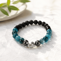 Sagesse Marine | Apatite bleue, hématite & pierre de lave | Bracelet diffuseur - Bijoux LavaLife