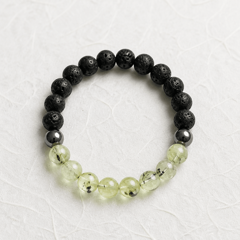 Vitalité : énergie et bien-être | Pierre de préhnite | Bracelet diffuseur - Bijoux LavaLife