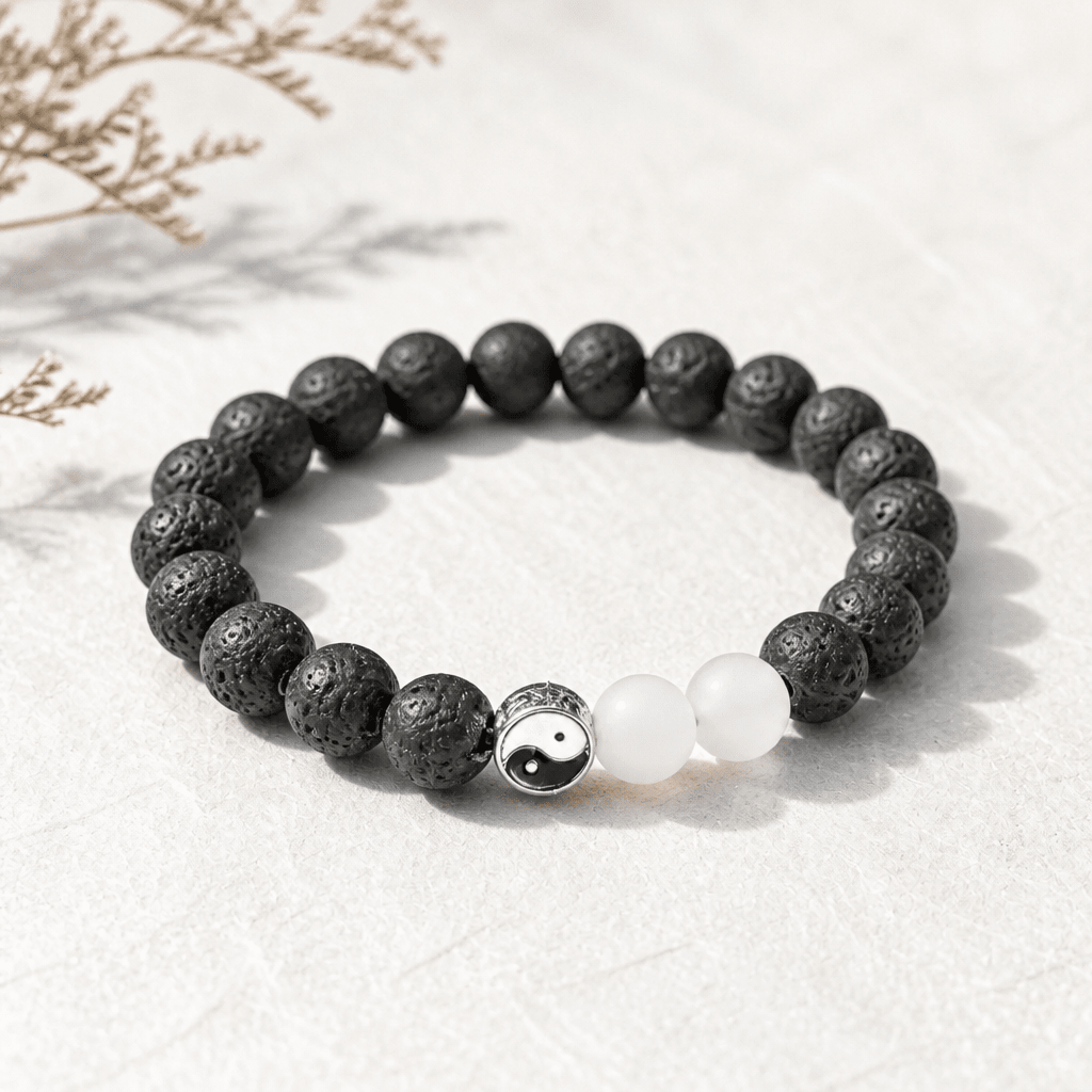 Yin & Yan | Pierre de jaspe zébré | Bracelet diffuseur - Bijoux LavaLife